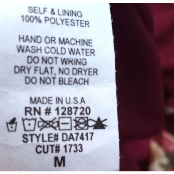 BLUE RAIN BURGUNDY, PINK, & CREAM FLORAL SLEEVELESS DRESS SZ.M EUC. - Picture 7 of 7